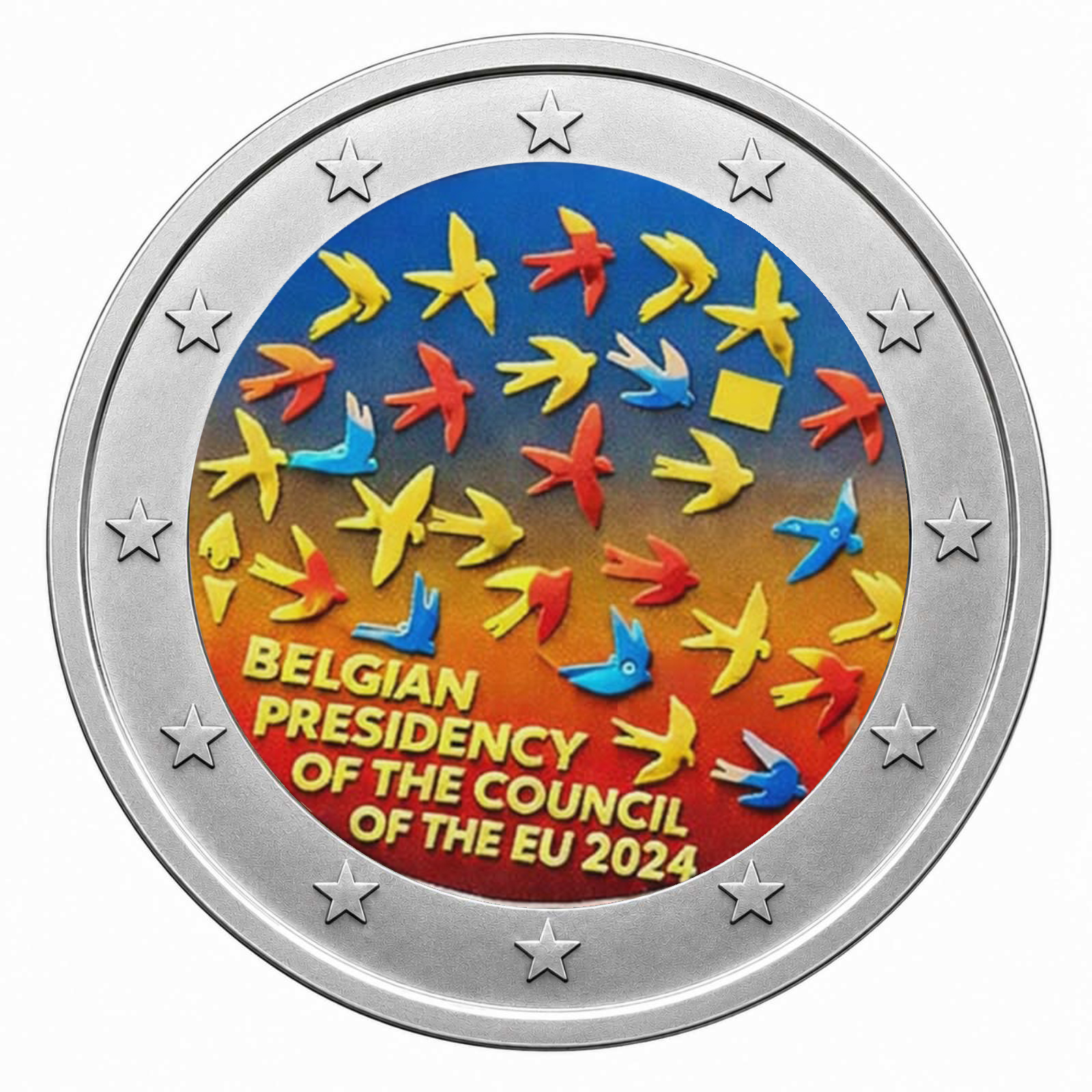 2 Euros Belgian Presidency of the Council of the EU (Coloured)
